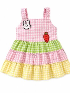 Tiny Treasures Pink Gingham Baby Dress with Yellow Gingham Accents